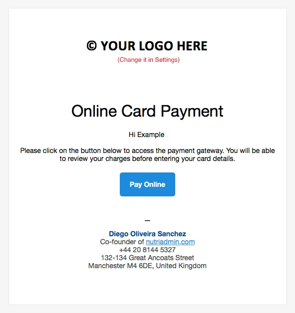 example payment email